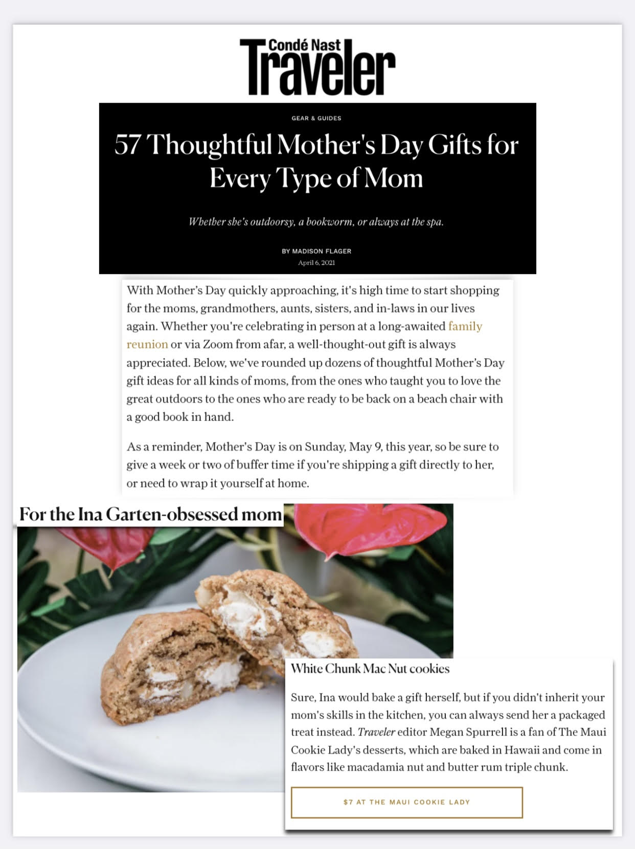 White Chunk Mac Nut (Best Seller) featured in Condé Nast Traveler, Bon Appétit & FORBES