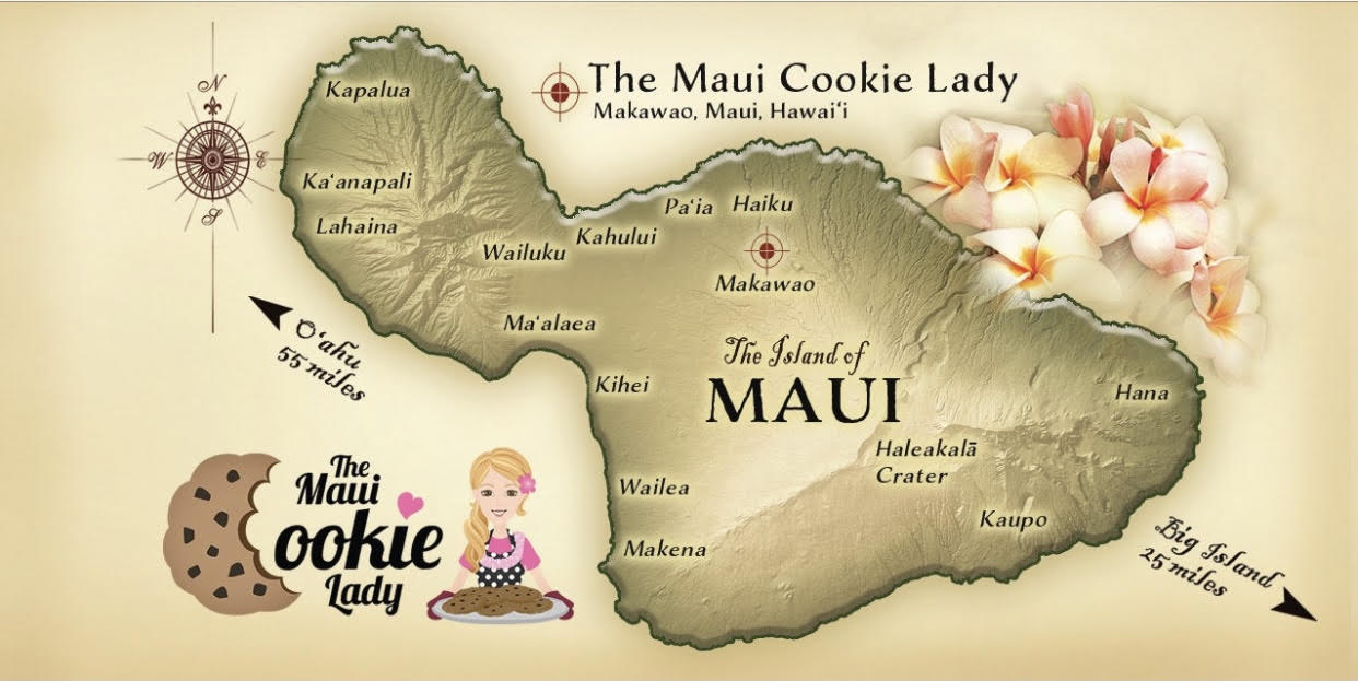 The Maui Cookie Lady Vintage Map Notecard