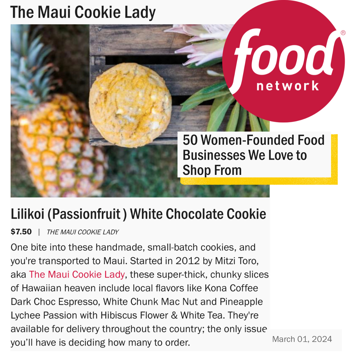 Lilikoi (Passionfruit ) White Choc (Best Seller ) Food Network Official Selection 2024 Gift Guide