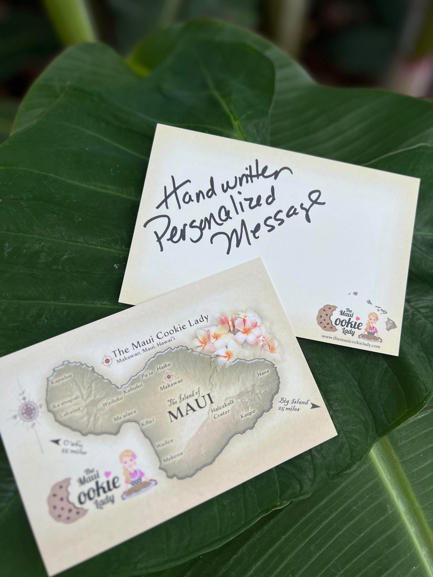 Card- Personalized Hand Written Message on a Beautiful Maui Vintage Map