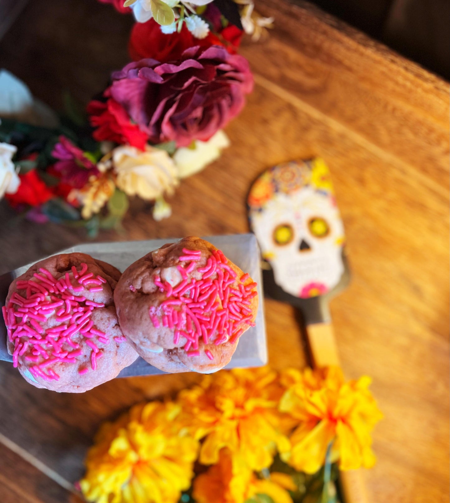 Polvorones Rosas (Pink Mexican Sugar Cookie) Dia de los Muertos