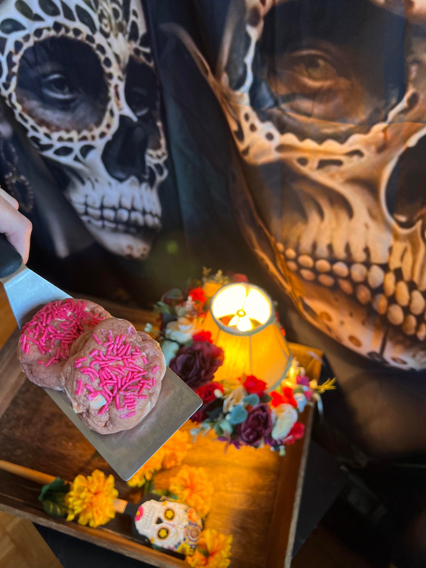 Polvorones Rosas (Pink Mexican Sugar Cookie) Dia de los Muertos